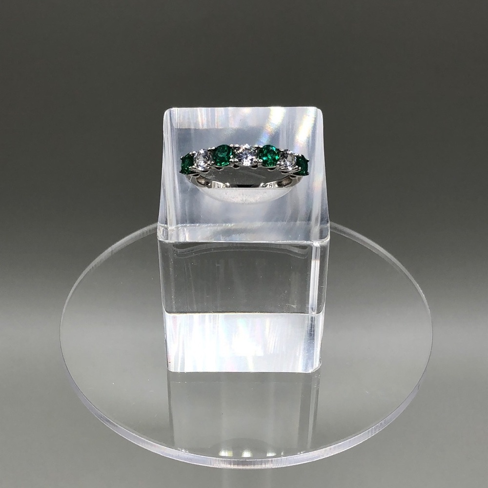 Sterling silver 925 gemstones stackable ring signed P star M Italian sz 6.25